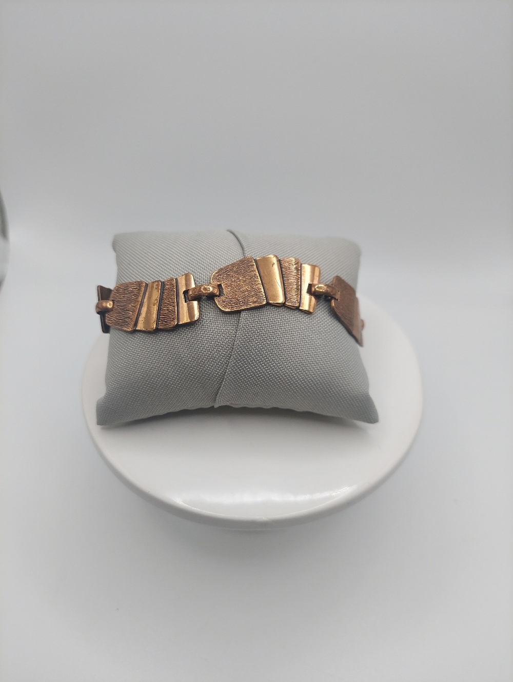Copper Fan Panel Link  Vtg Bracelet, 7.25", 20g, GC!
